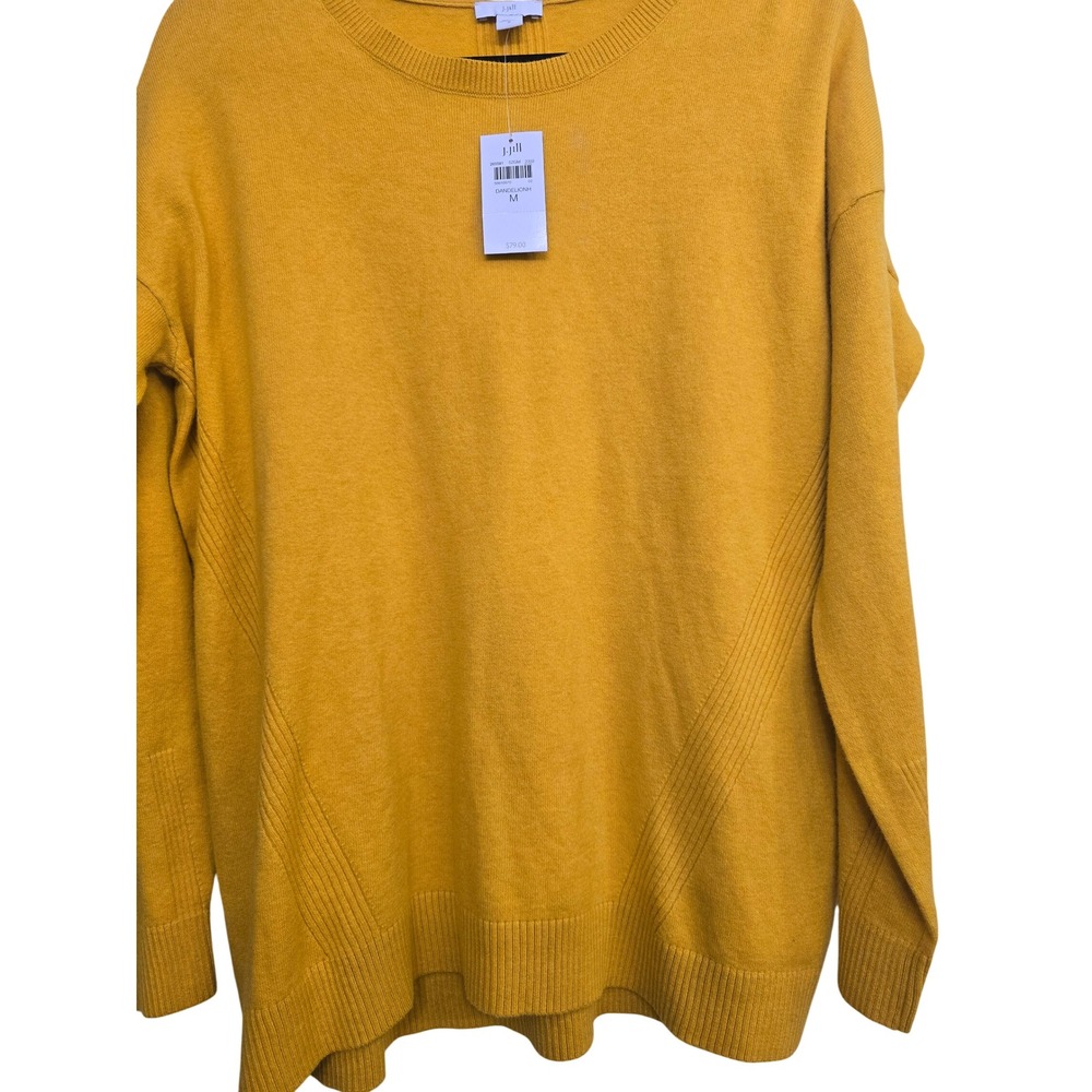 J.Jill NWT Dandelion Sweater Medium Mustard Yellow Cozy Minimalist Casual Preppy - Picture 5 of 7